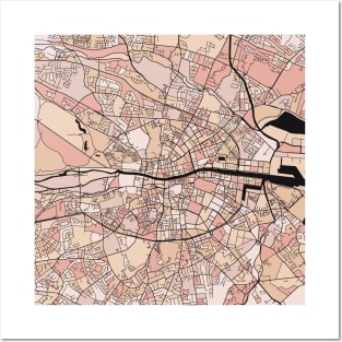 Dublin Map Pattern in Soft Pink Pastels Posters and Art